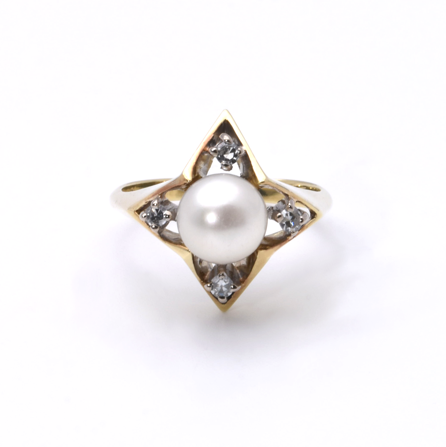 Vintage Ring mit Diamanten und Perle