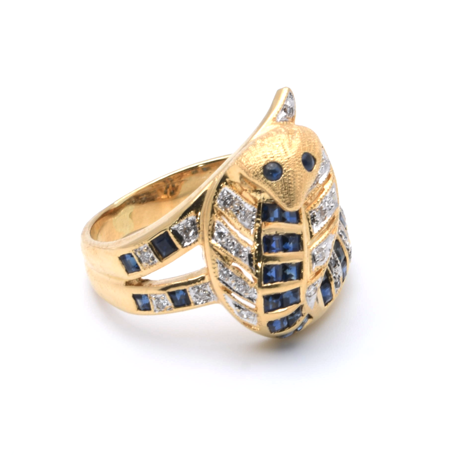 Ring | 750/000 Gelbgold | Brillanten | Spinell | Schlange