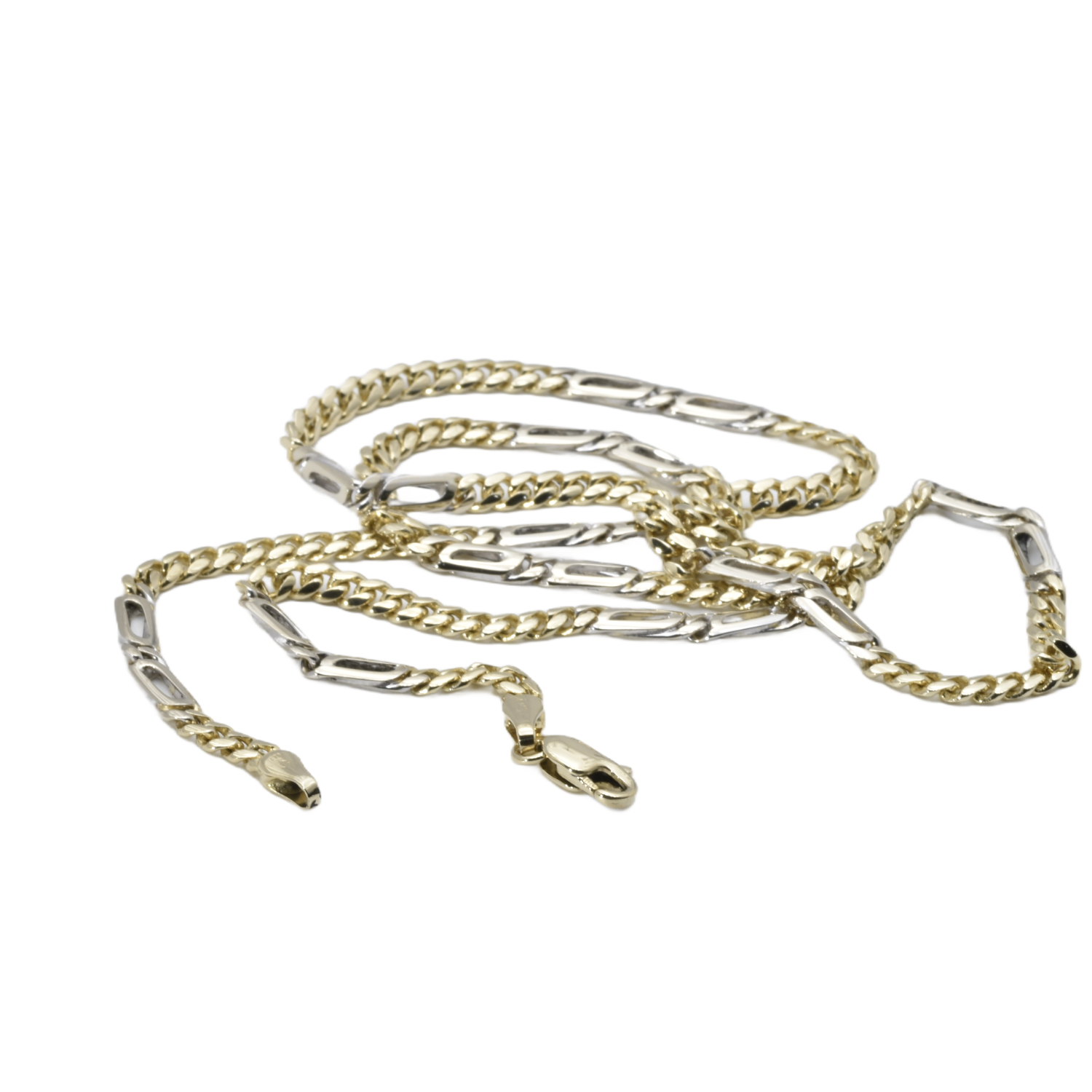 Gelbgold Kette mit Weißgold-Elementen