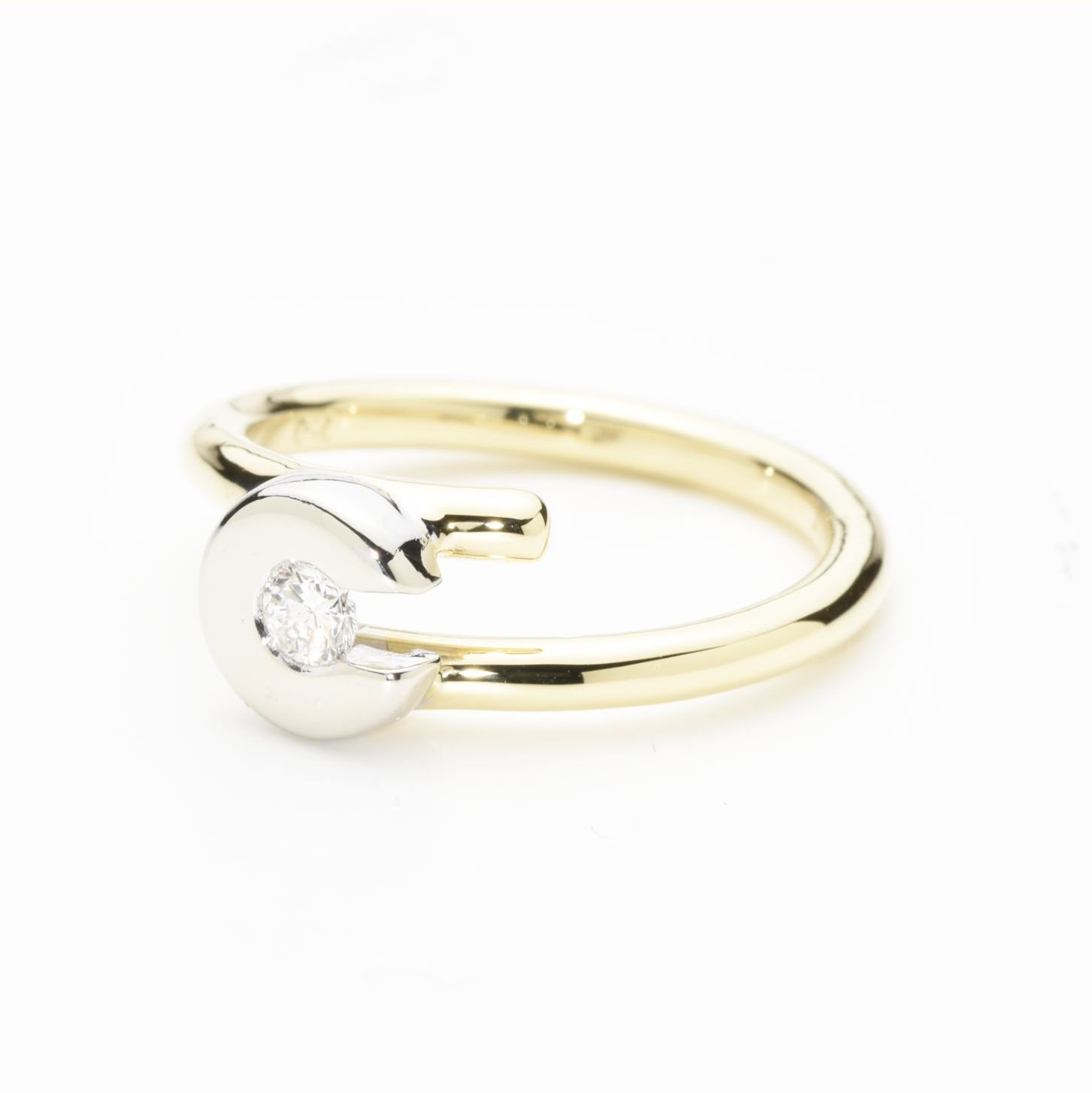 Ring | 750/000 Gold | Bicolor | Brillant | Solitär