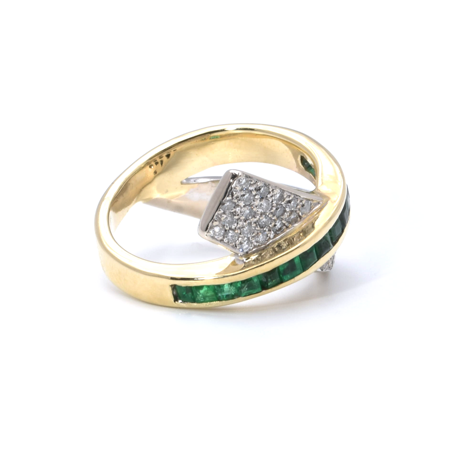 Duo Ring mit Brillanten und Smaragde
