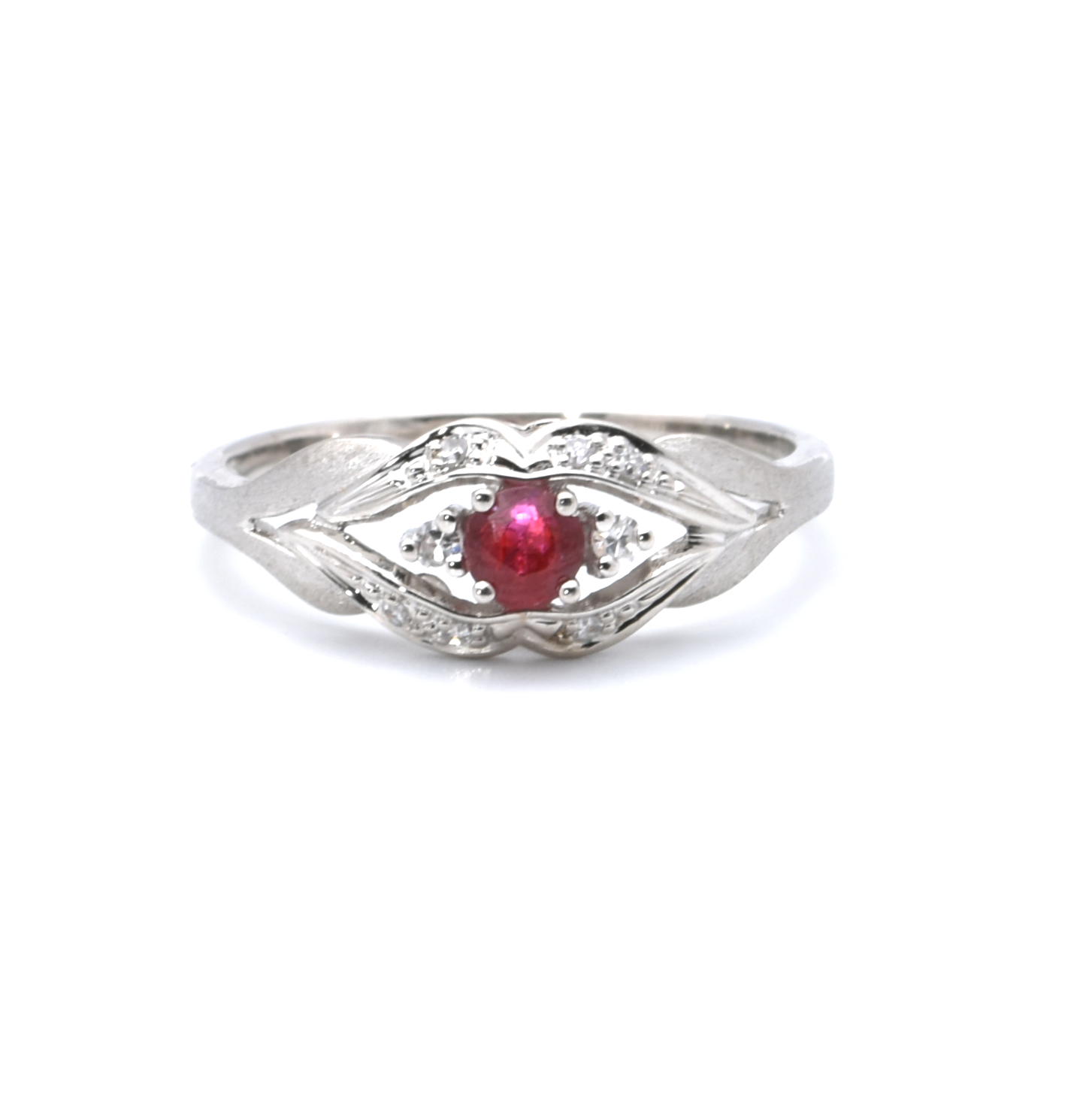 Ring | 585/000 Weißgold | roter Spinell | Diamanten