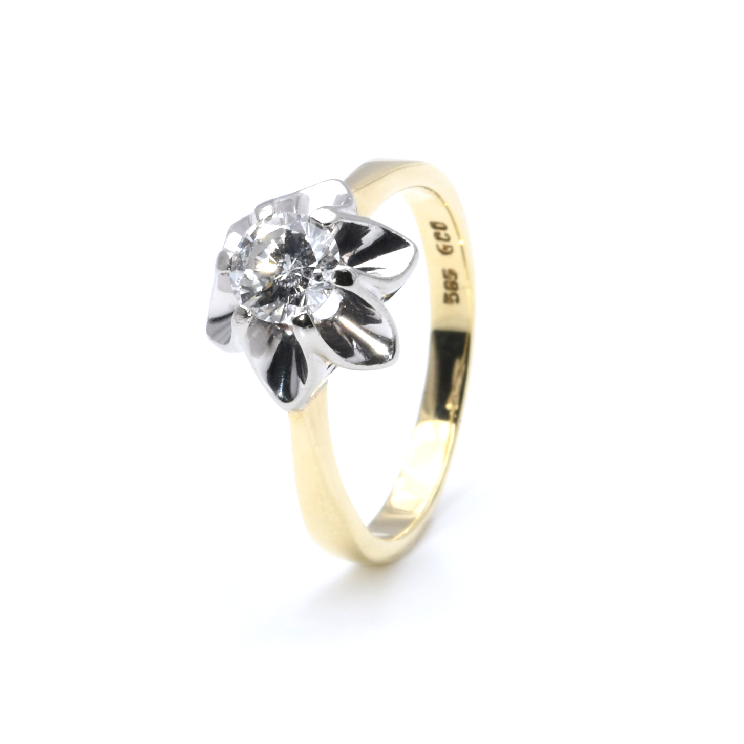 Bicolor-Solitär Ring mit Brillant