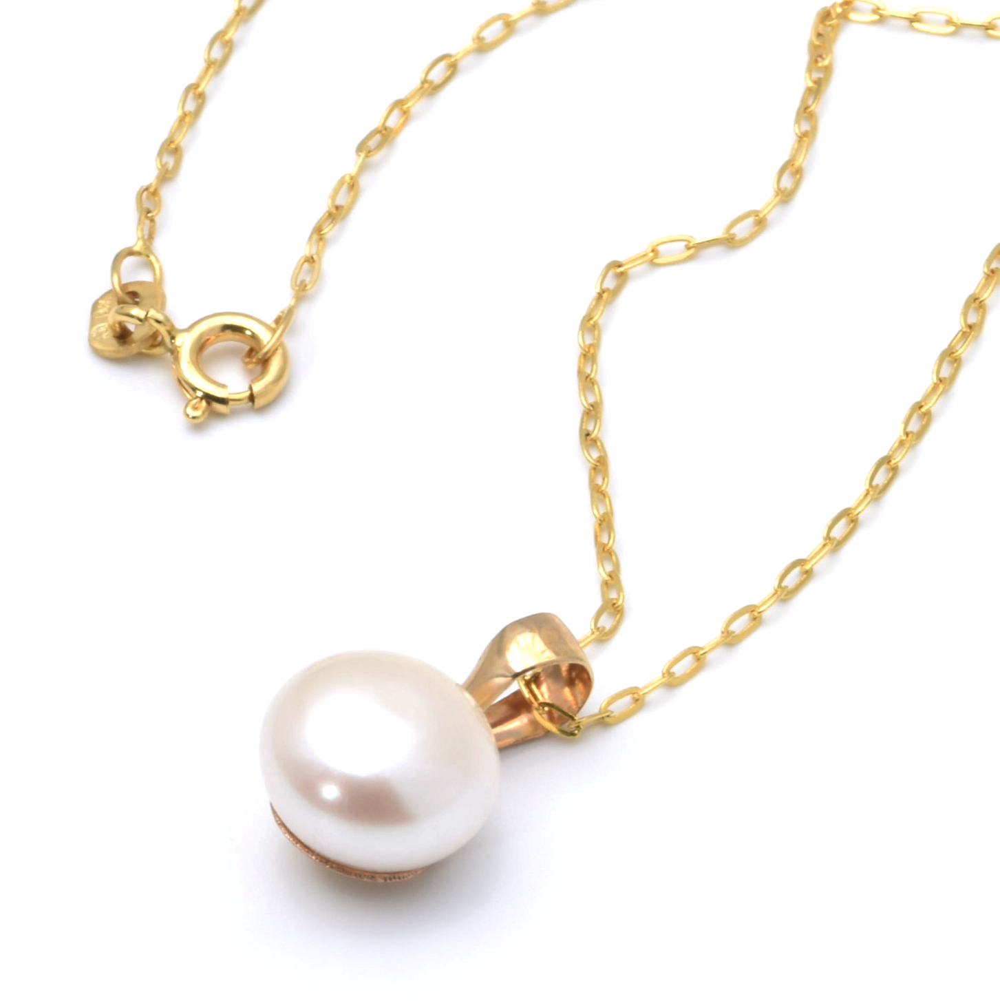 Kette mit Anhänger | 375/000 Gelbgold | Perle