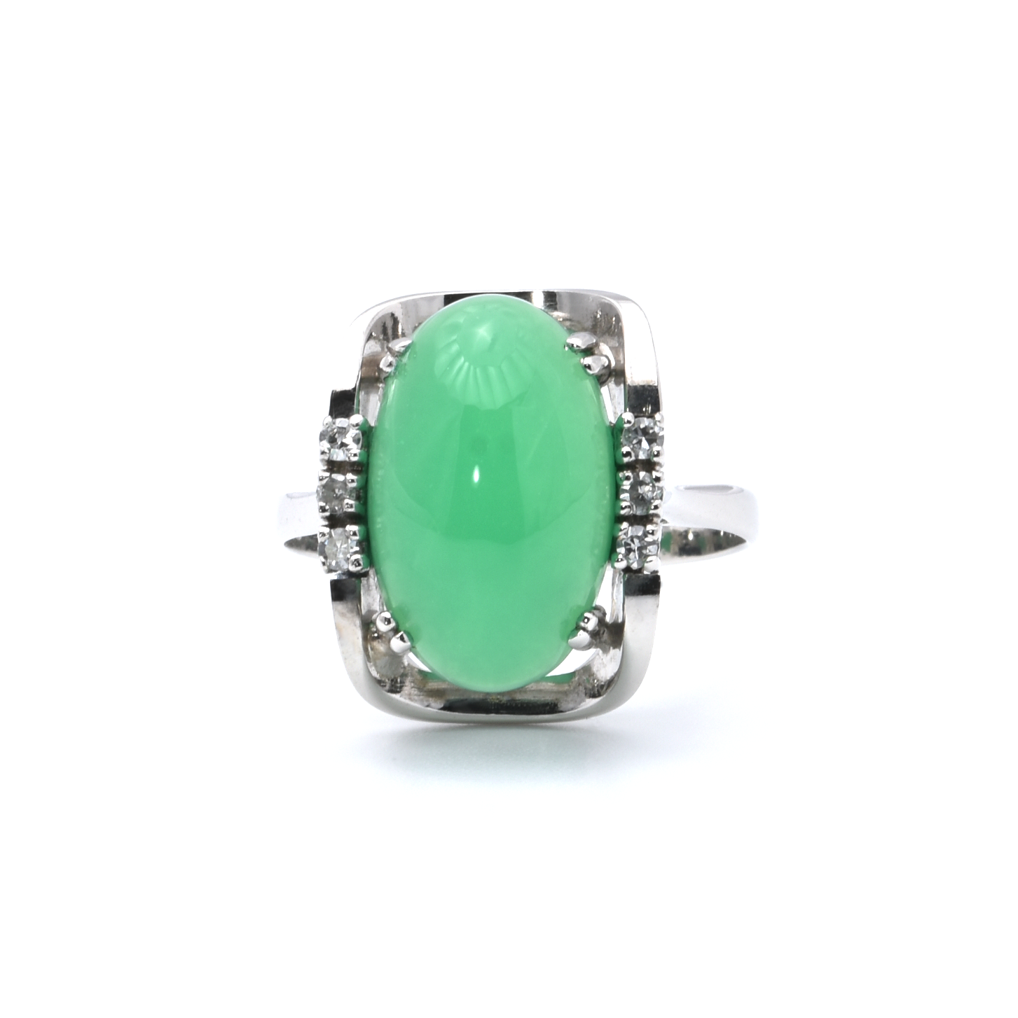 Ring mit Diamanten und Chrysopras