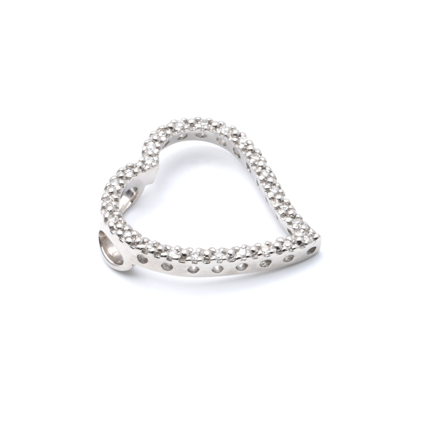 Kette mit Anhänger | 585/000 Weißgold | Herz | Diamanten