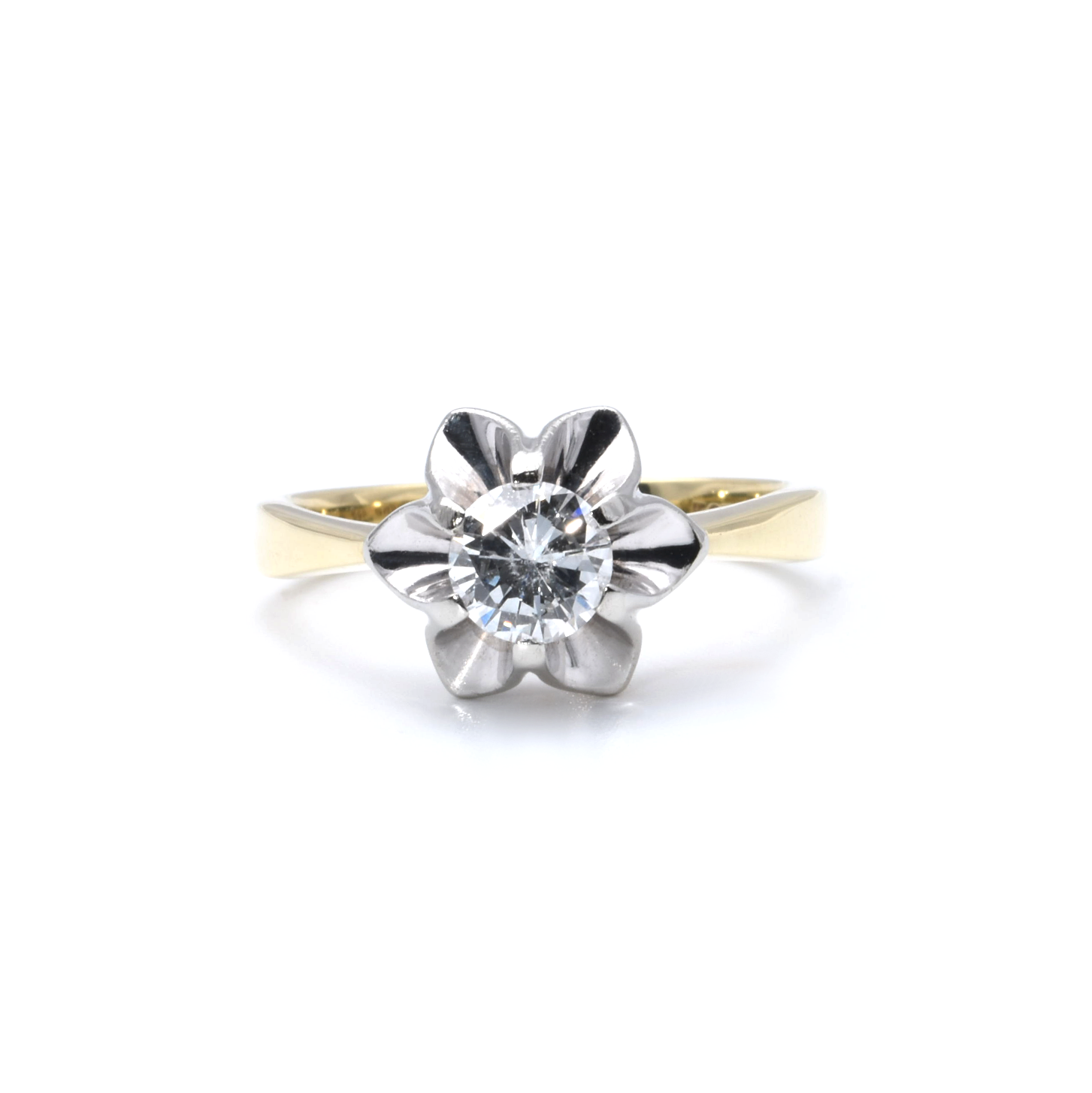 Bicolor-Solitär Ring mit Brillant