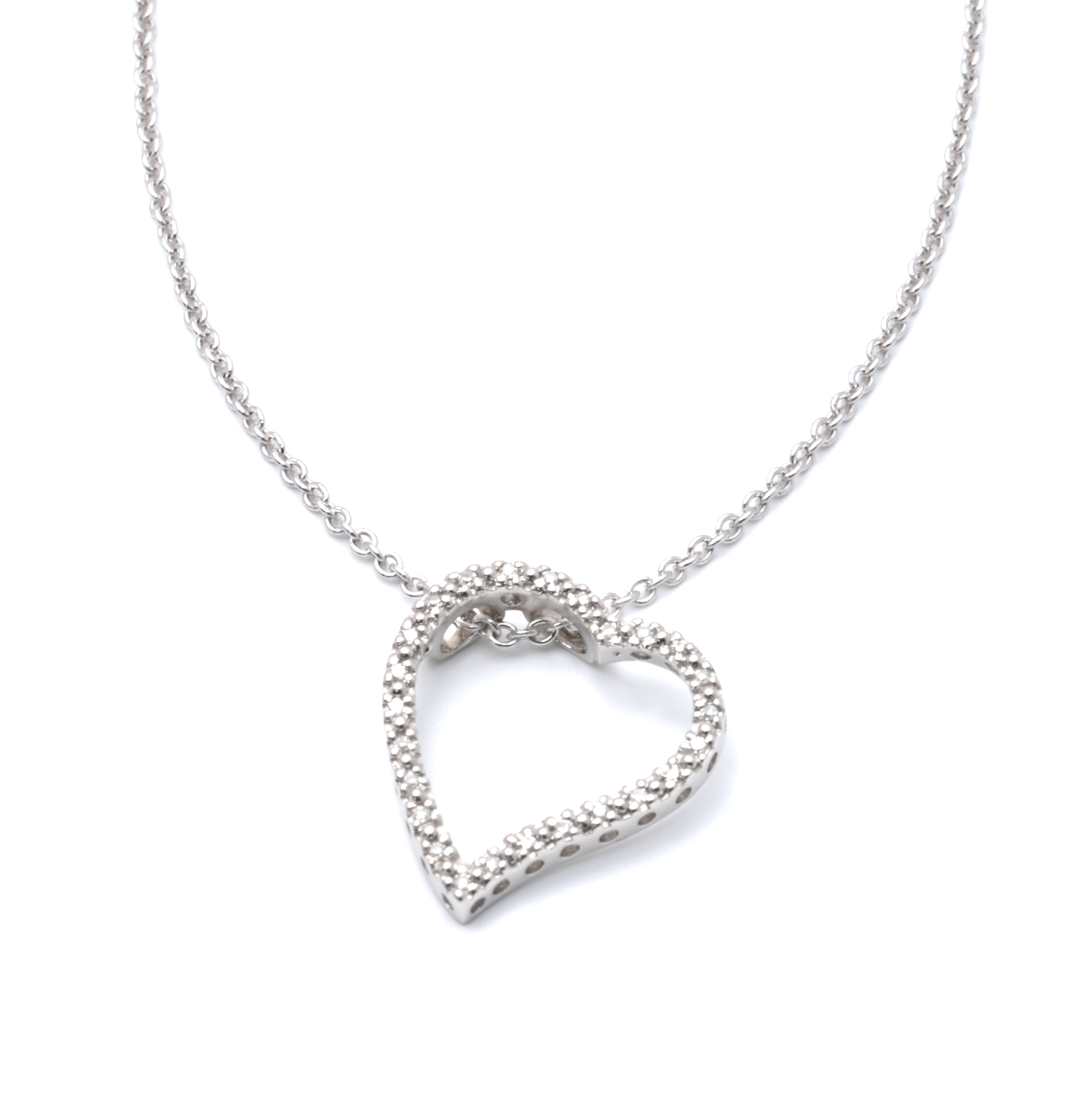 Kette mit Anhänger | 585/000 Weißgold | Herz | Diamanten