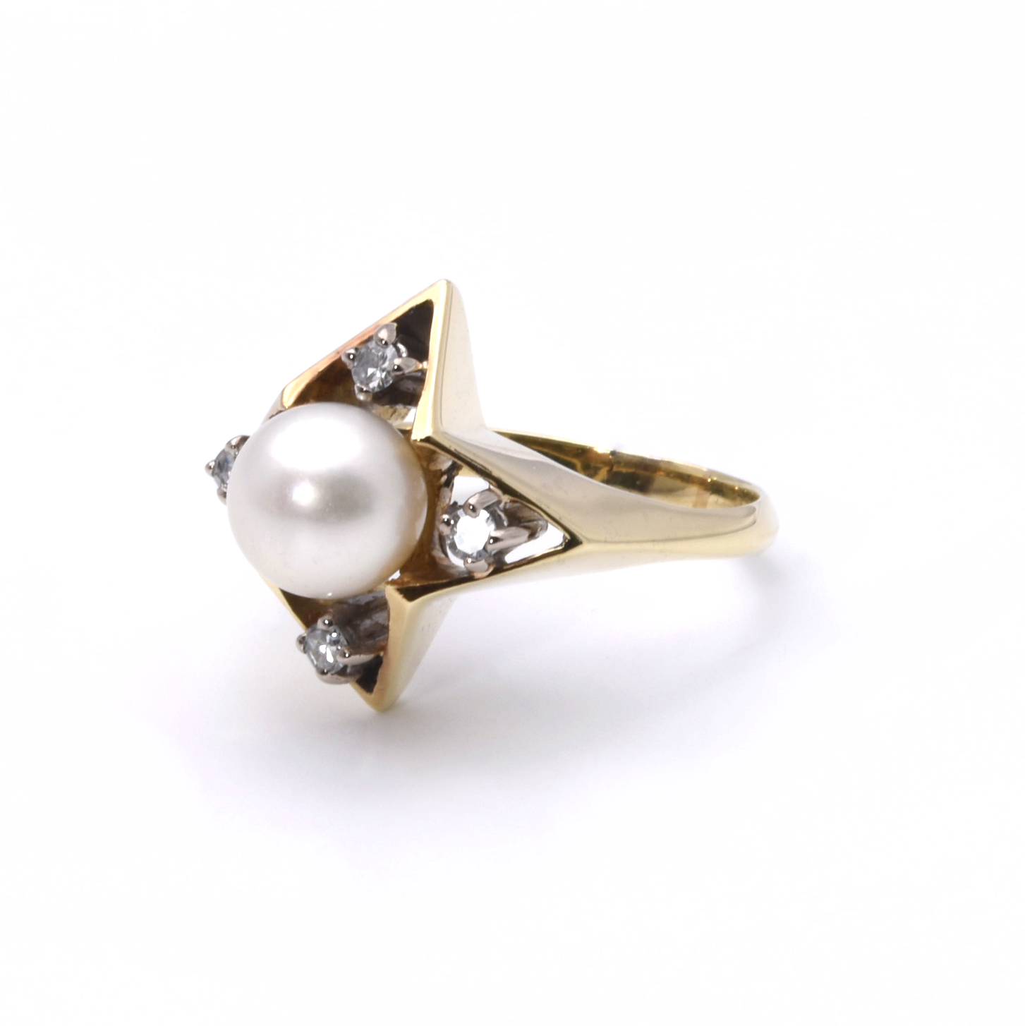Vintage Ring mit Diamanten und Perle