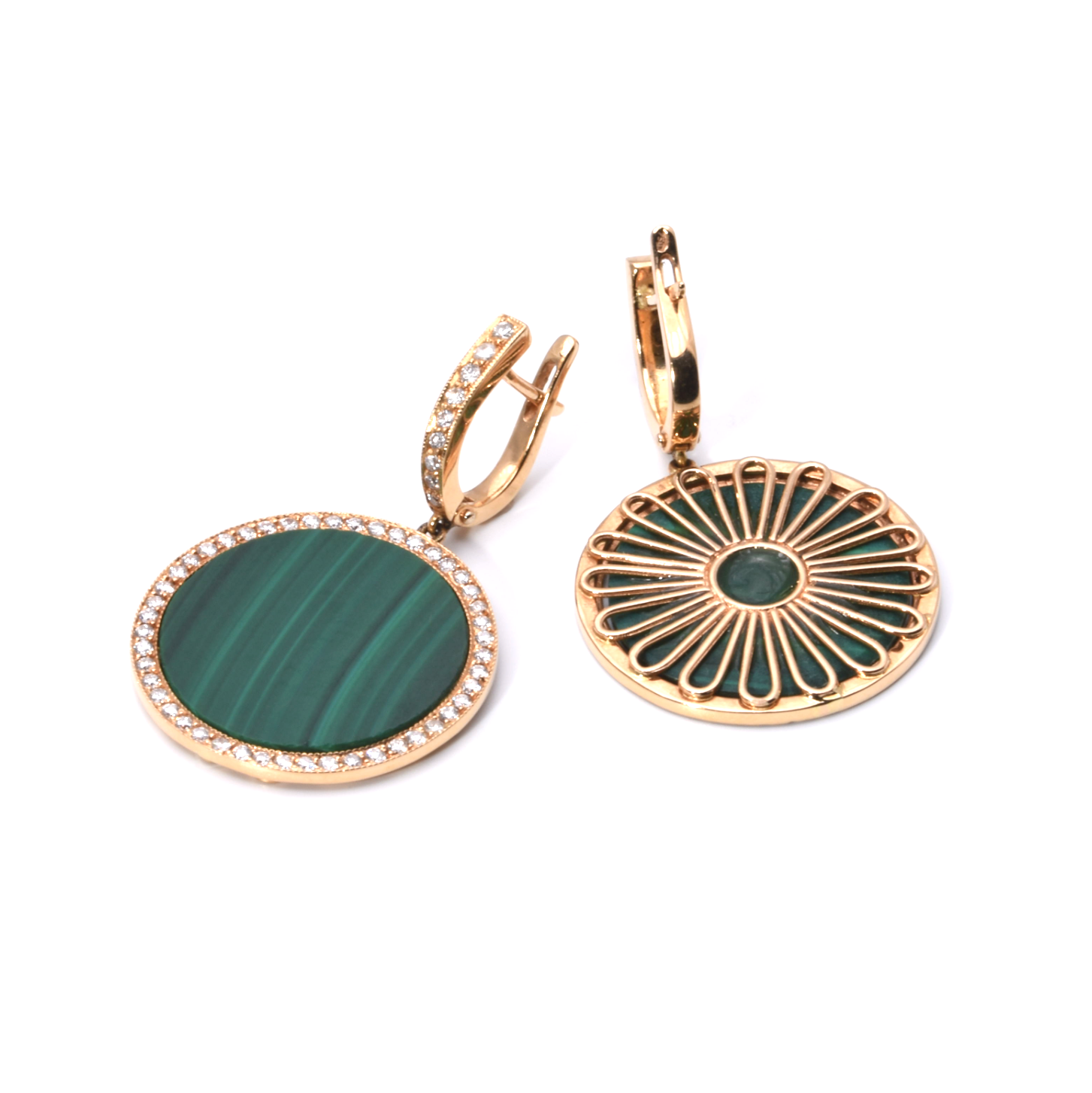 Ohrhänger mit Malachit und Brillanten