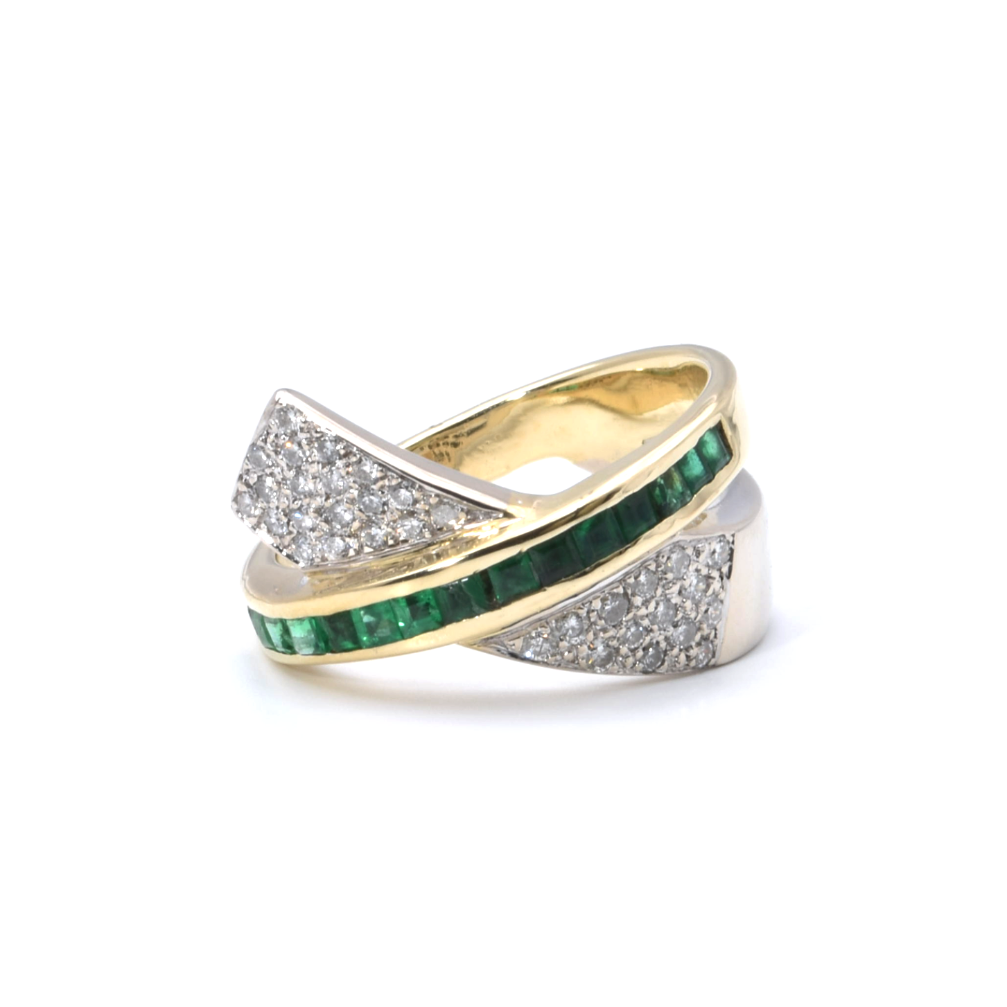 Duo Ring mit Brillanten und Smaragde