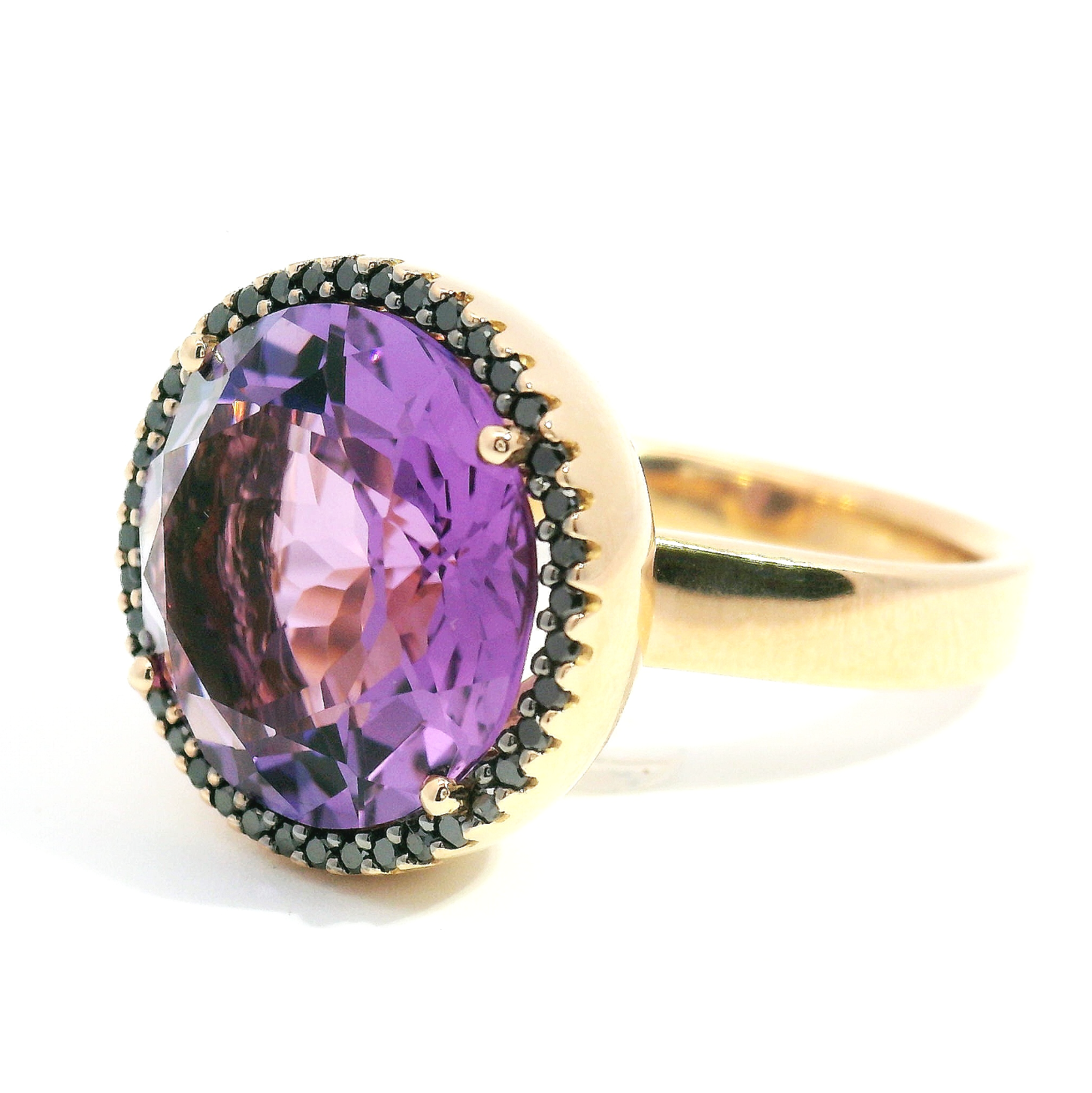 Capolavoro-Ring mit schwarzen Brillanten und Amethyst