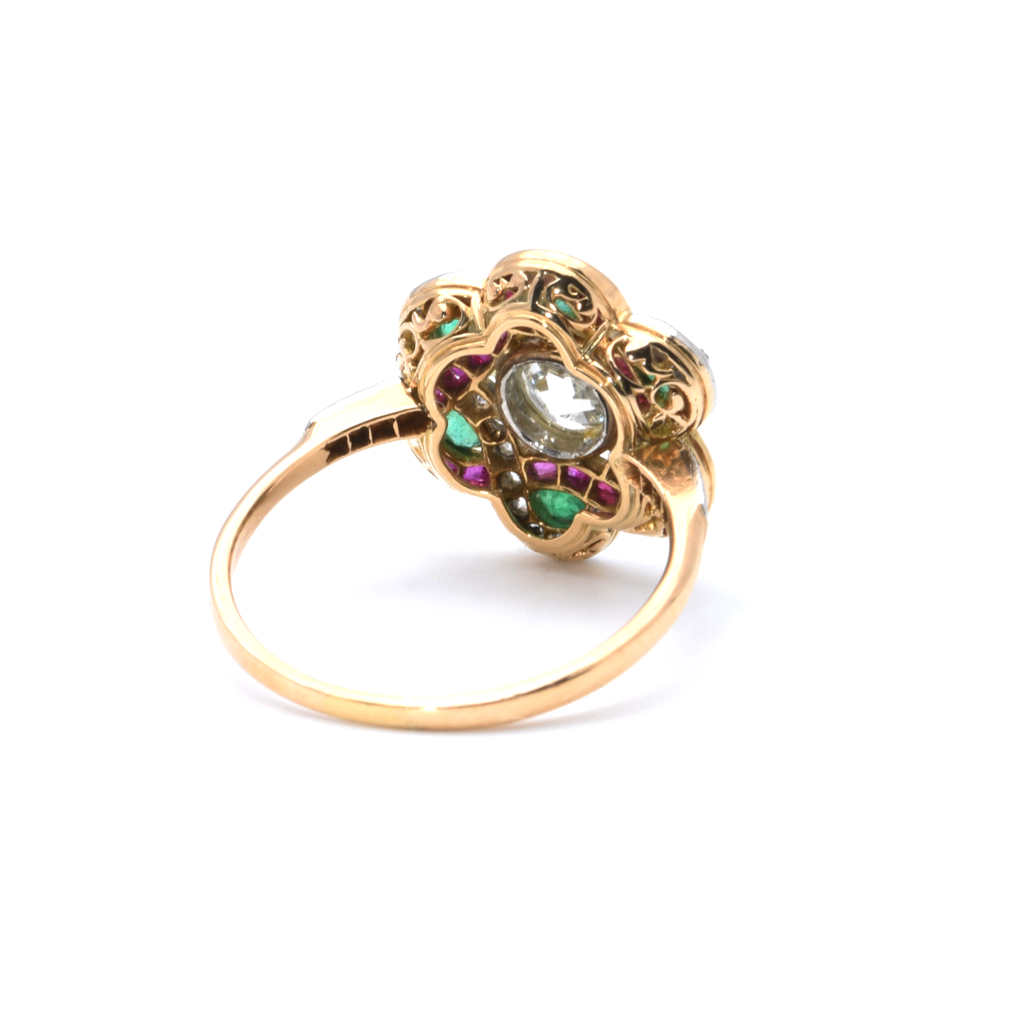 Ring | 750/000 Gold | Bicolor | Diamanten | Brillant | Rubin | Smaragd