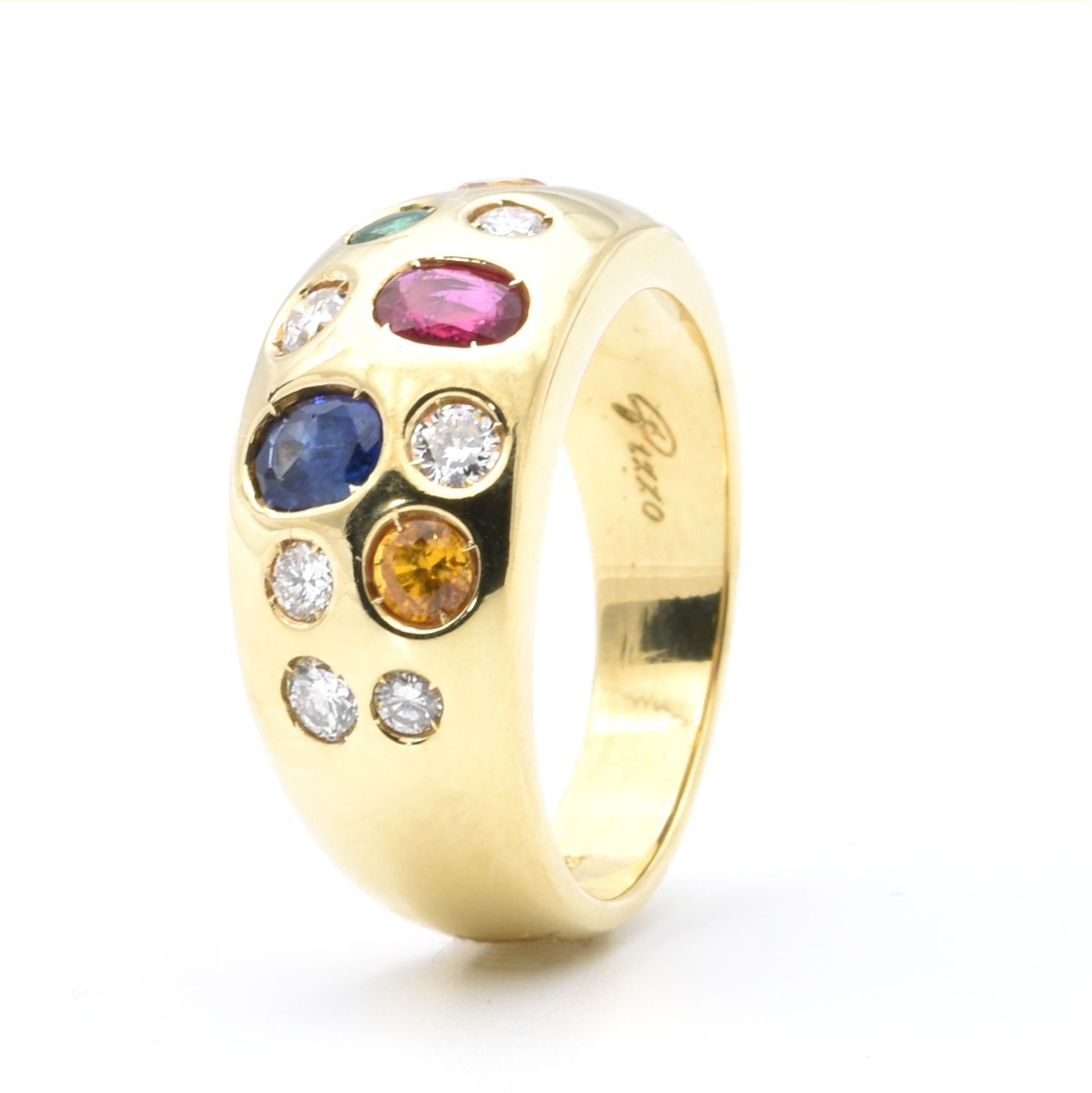 Ring mit Brillanten, Rubin, Saphir, Smaragd und Citrin