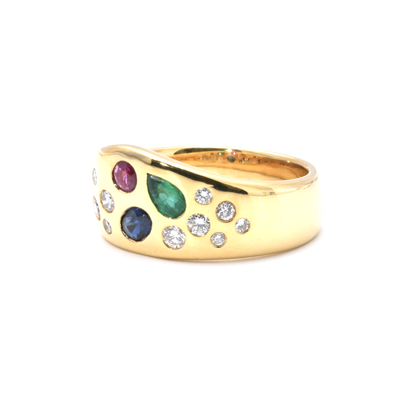 Ring | 750/000 Gelbgold | Brillanten | Rubin | Saphir | Smaragd