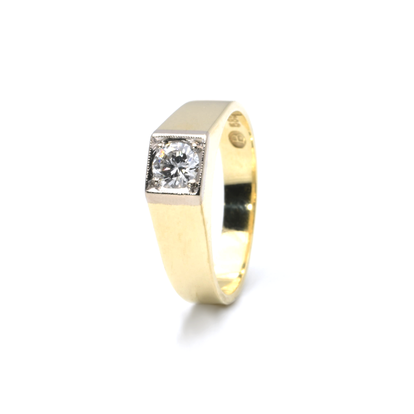 Bicolor-Solitär Ring mit Brillant