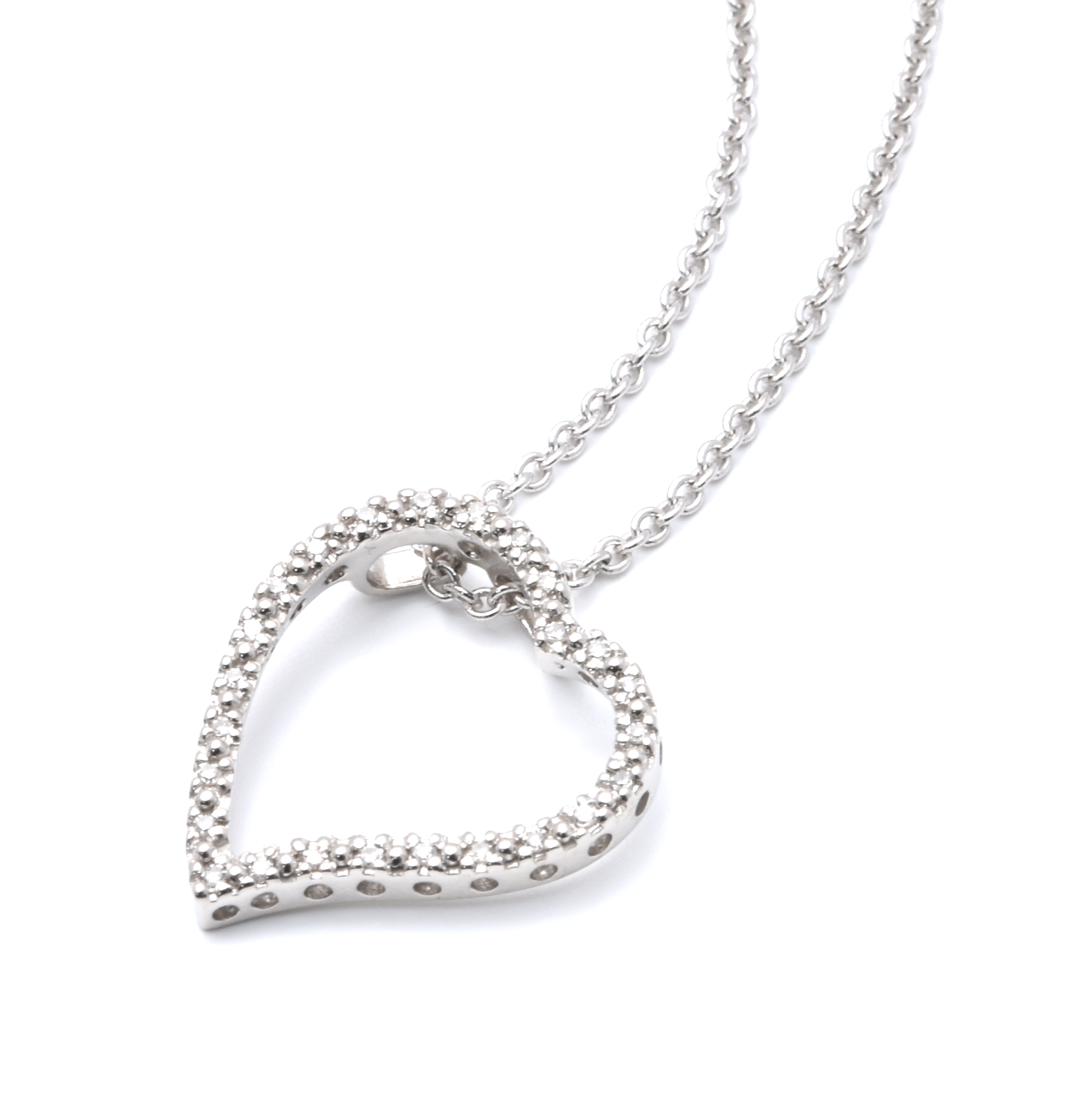Kette mit Anhänger | 585/000 Weißgold | Herz | Diamanten