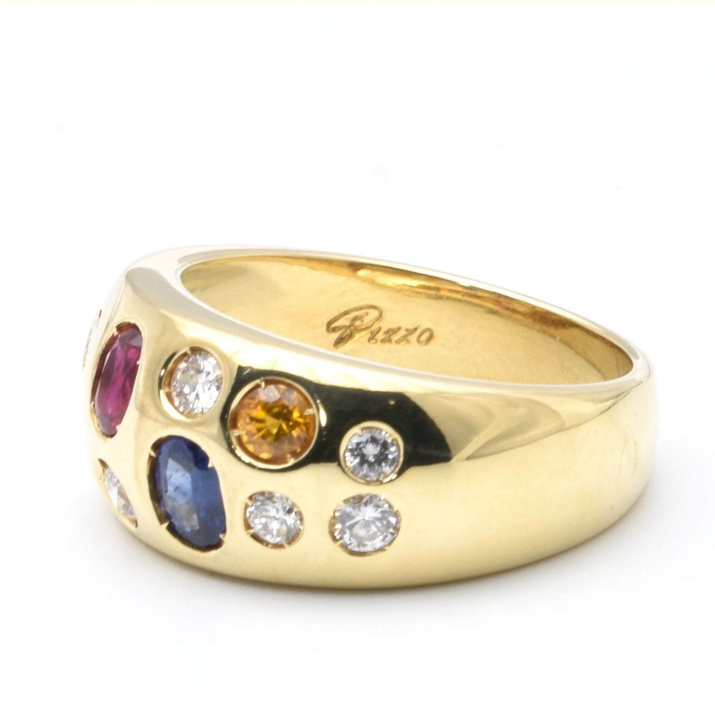 Ring mit Brillanten, Rubin, Saphir, Smaragd und Citrin