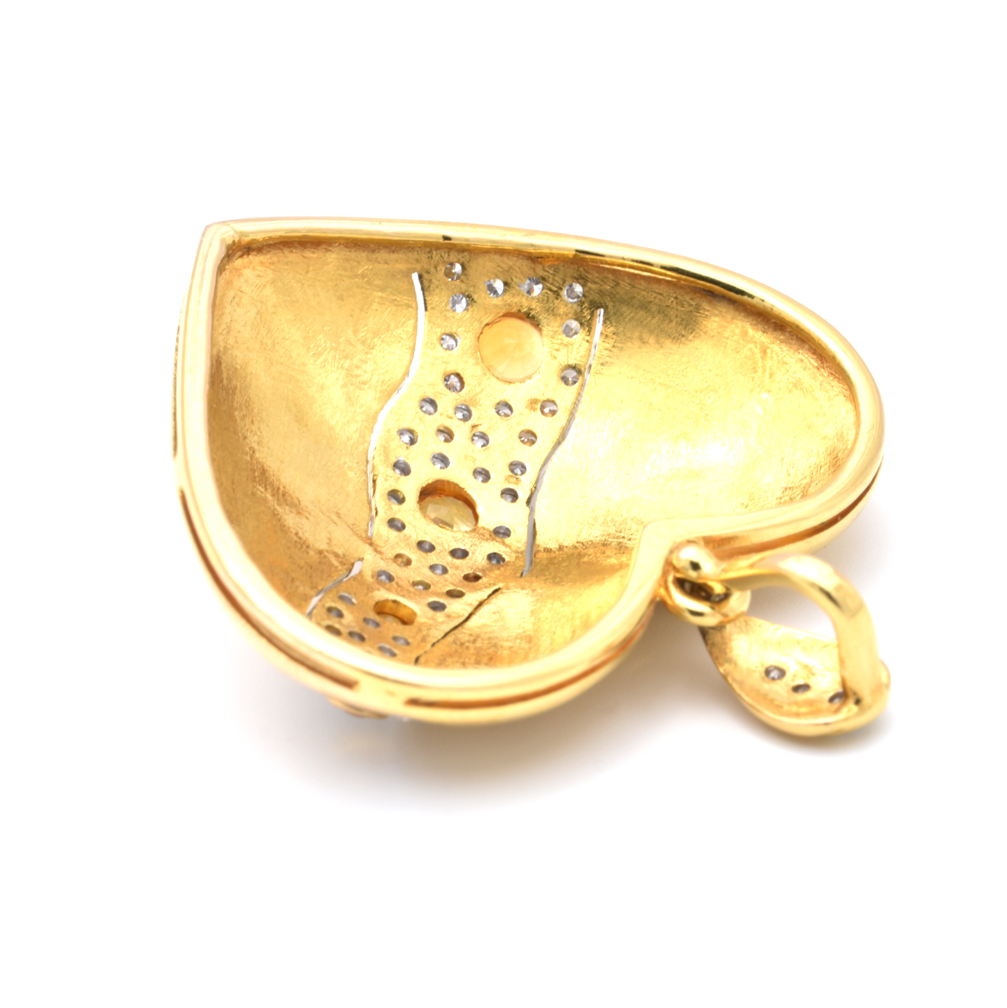 Anhänger | 750/000 Gold | Herz | Brillanten | gelbe Saphire