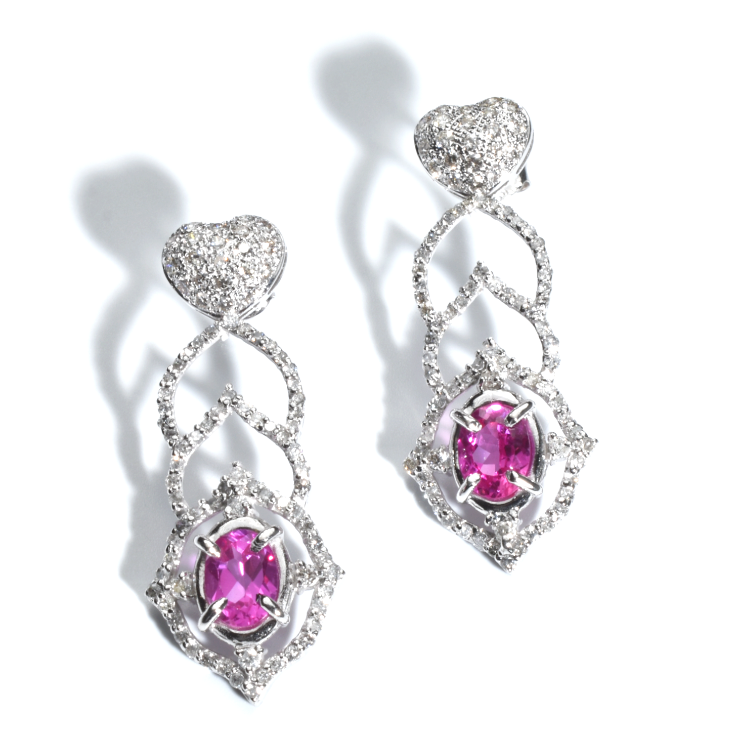 Ohrhänger | 585/000 Weißgold | Spinell | Brillanten