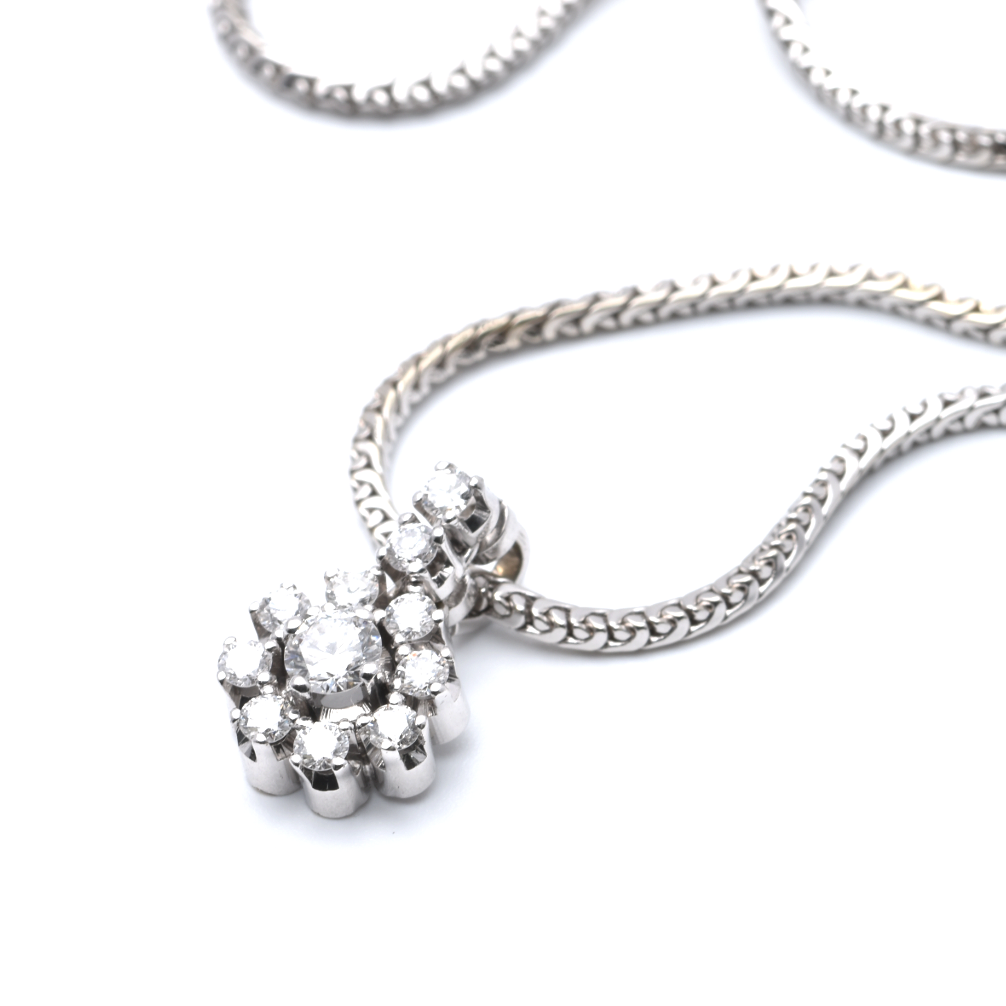 Kette mit Anhänger | 585/000 Weißgold | Brillanten