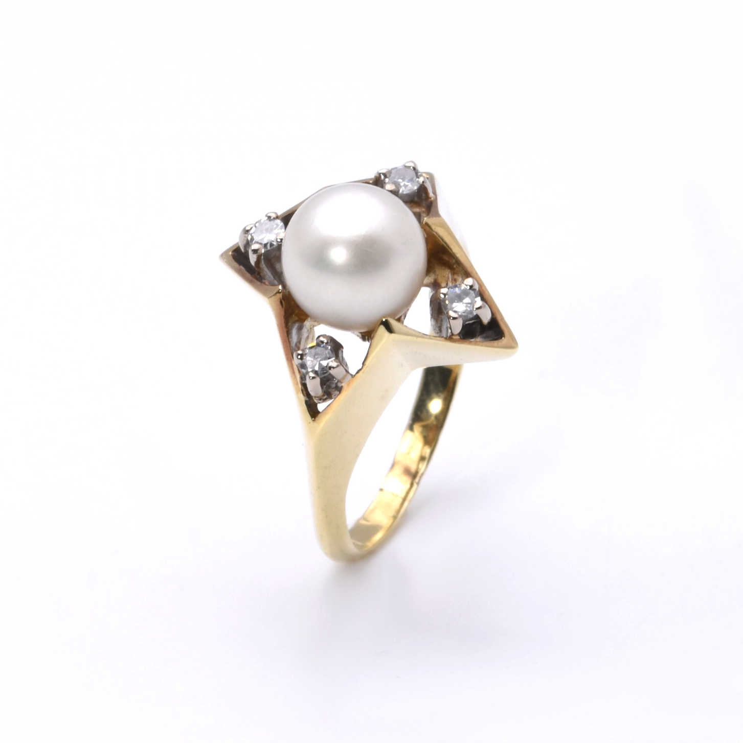 Vintage Ring mit Diamanten und Perle