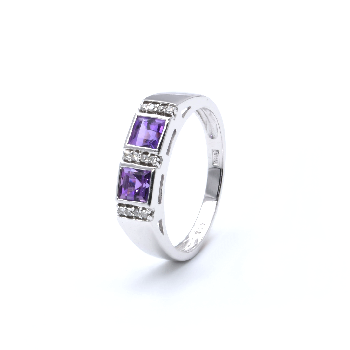 Ring | 750/000 Weißgold | Diamanten | Amethyste