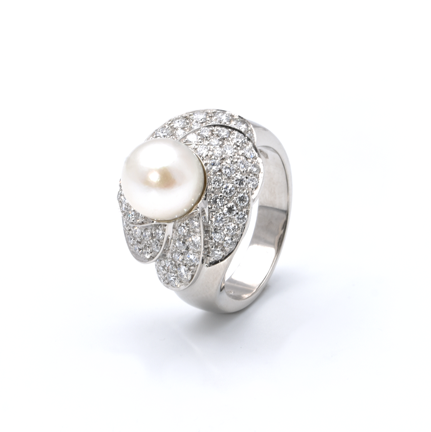 Ring | 750/000 Weißgold | Brillanten | Perle
