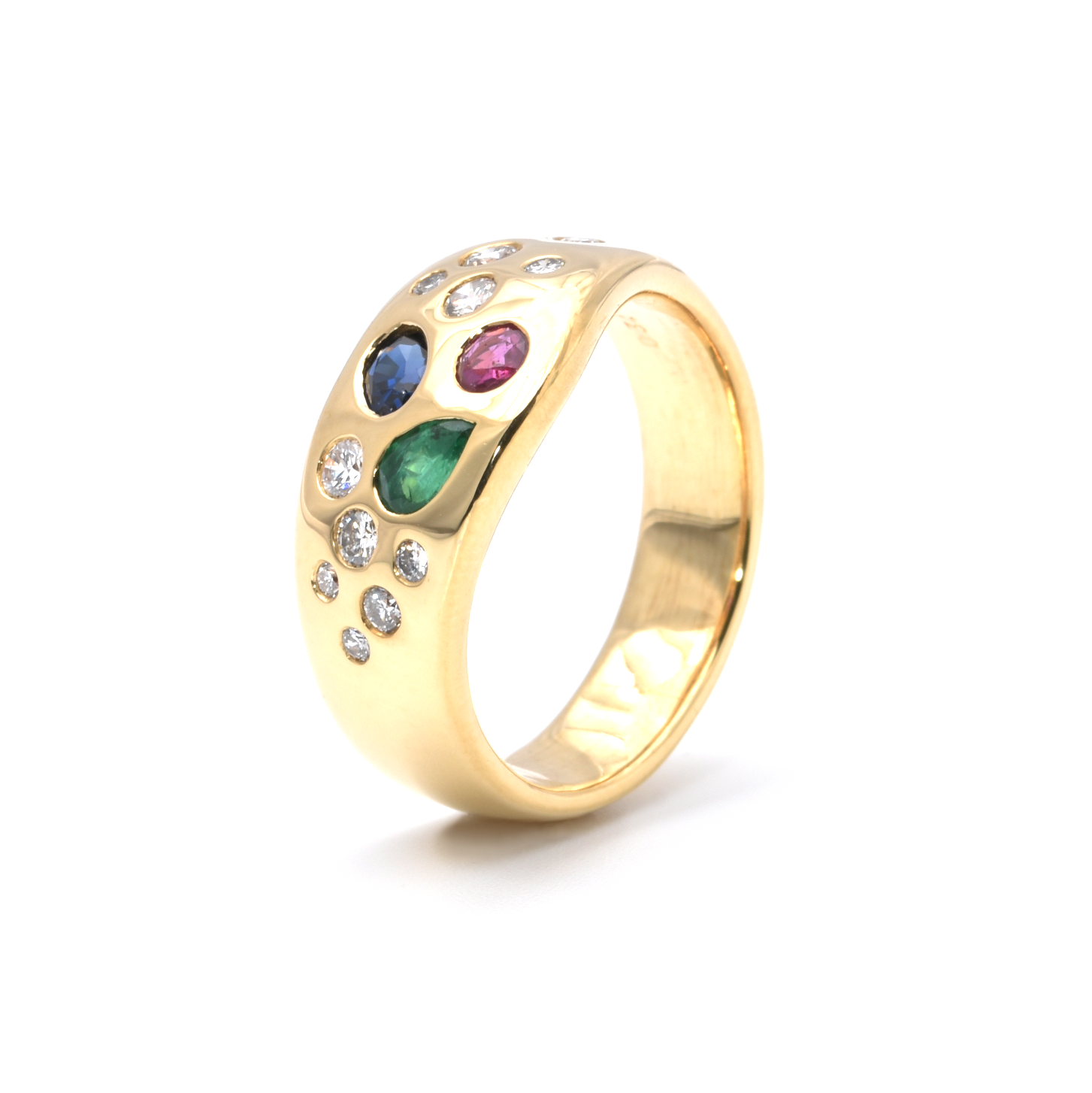 Ring | 750/000 Gelbgold | Brillanten | Rubin | Saphir | Smaragd