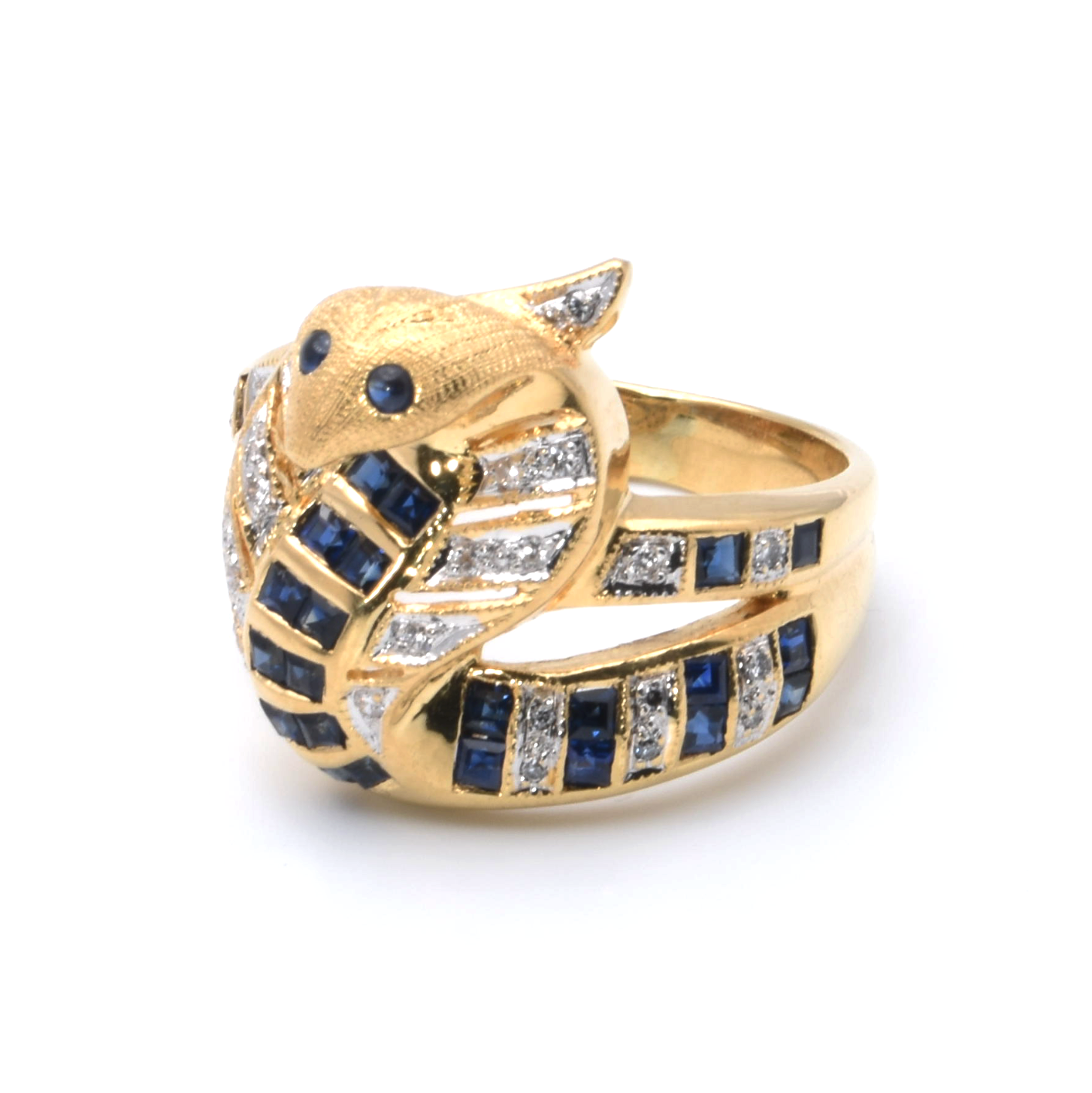 Ring | 750/000 Gelbgold | Brillanten | Spinell | Schlange