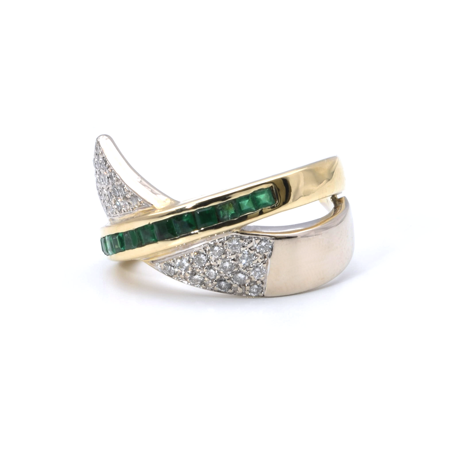 Duo Ring mit Brillanten und Smaragde