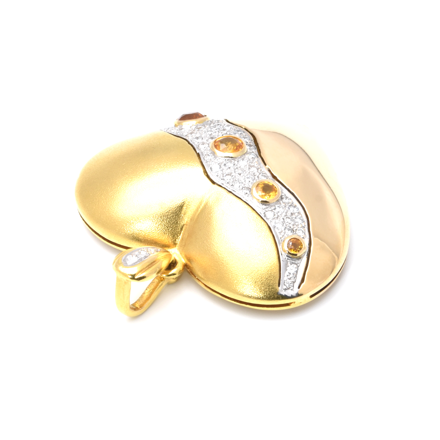 Anhänger | 750/000 Gold | Herz | Brillanten | gelbe Saphire