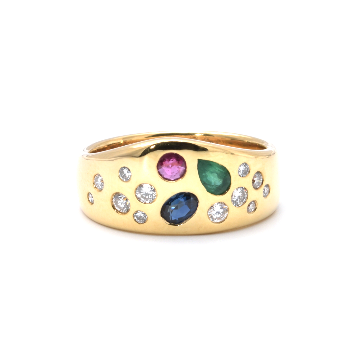 Ring | 750/000 Gelbgold | Brillanten | Rubin | Saphir | Smaragd