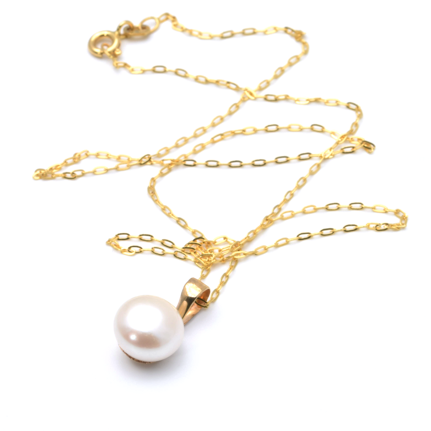 Kette mit Anhänger | 375/000 Gelbgold | Perle