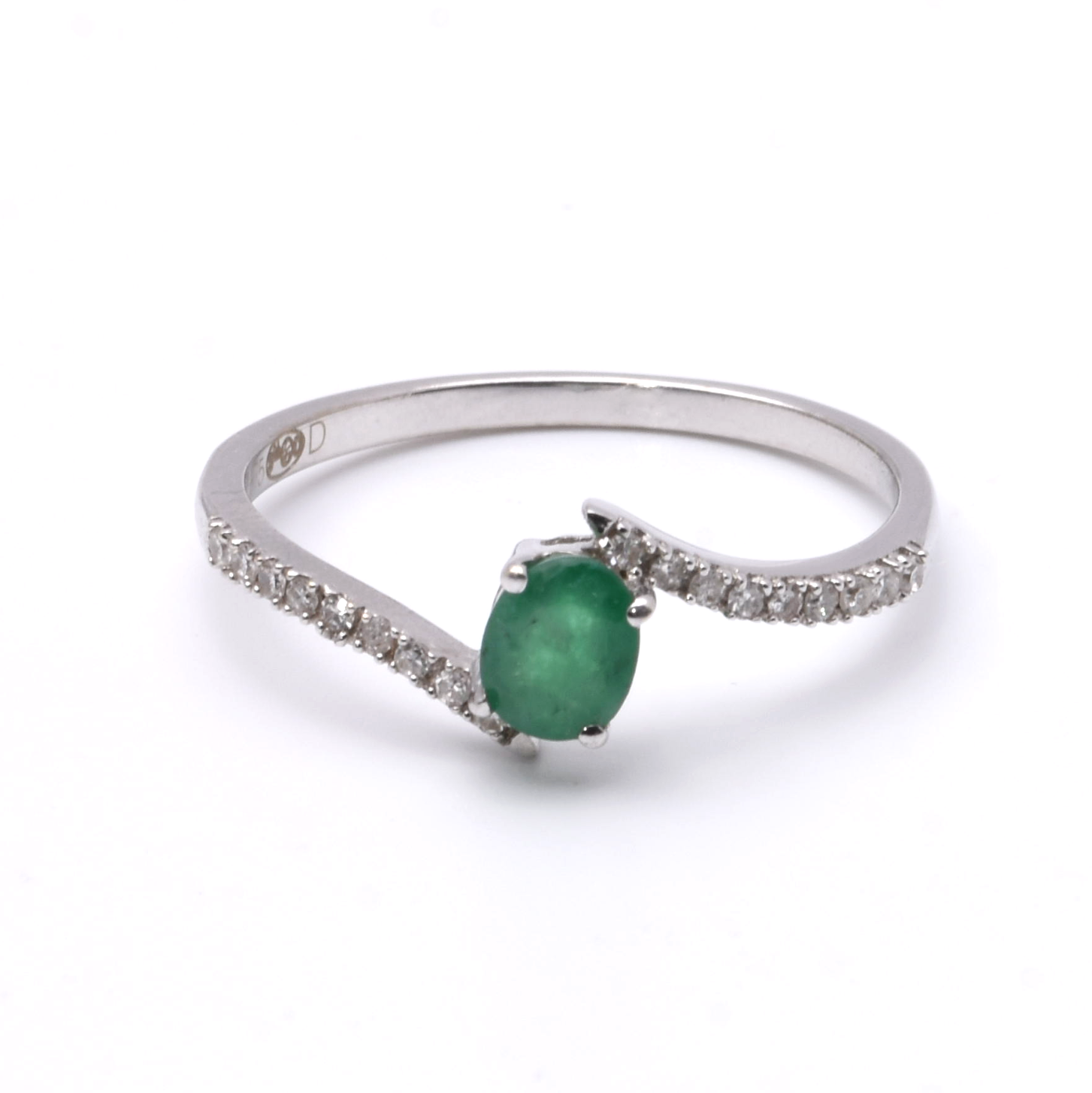 Ring | 375/000 Weißgold | Diamanten | Smaragd