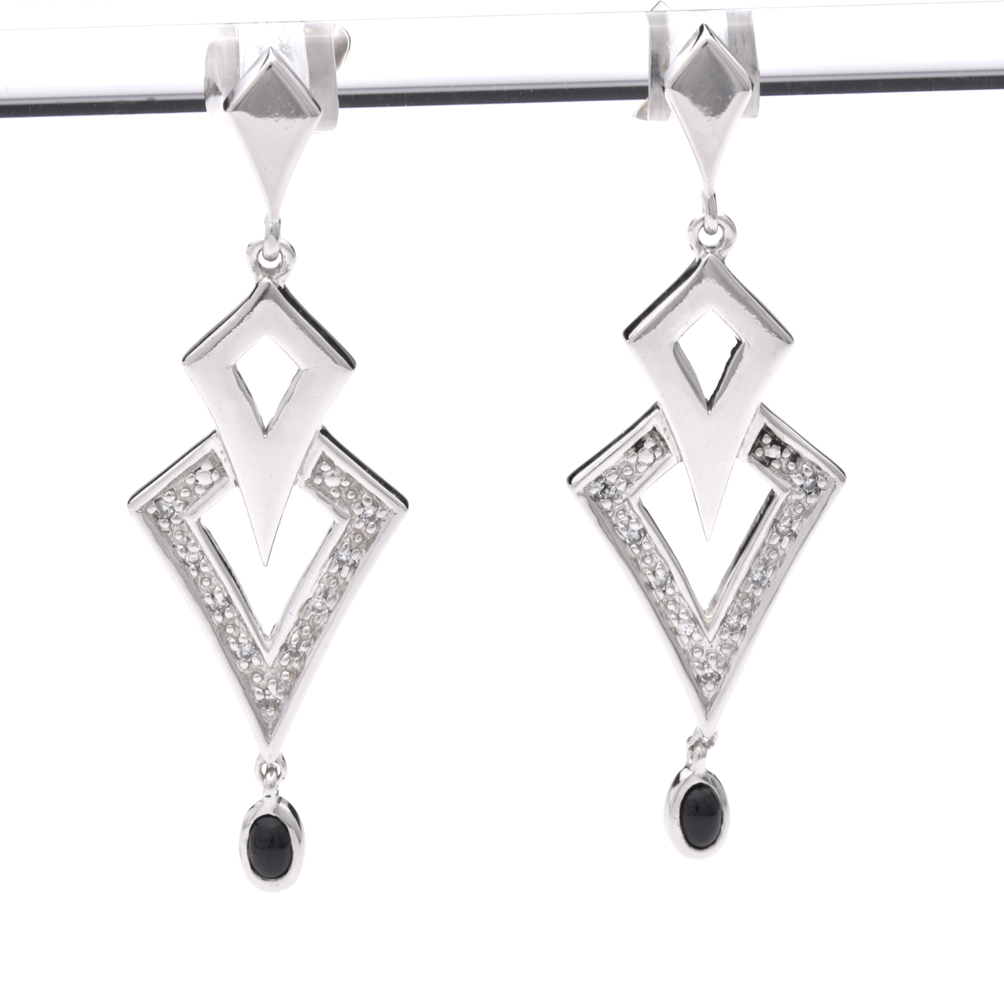 Ohrhänger | 585/000 Weißgold | Diamanten | Cabochon