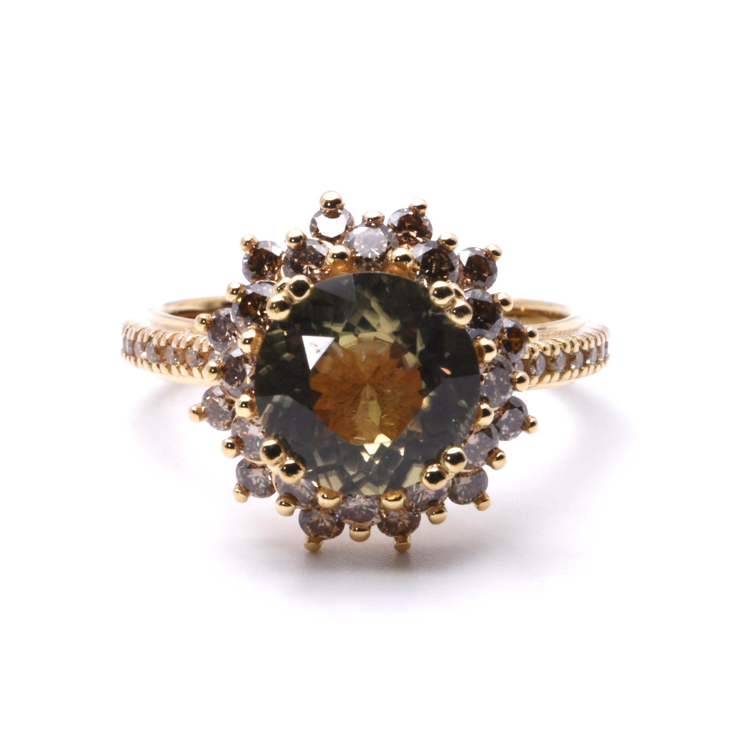 Ring mit Sultanit und farbigen Diamanten