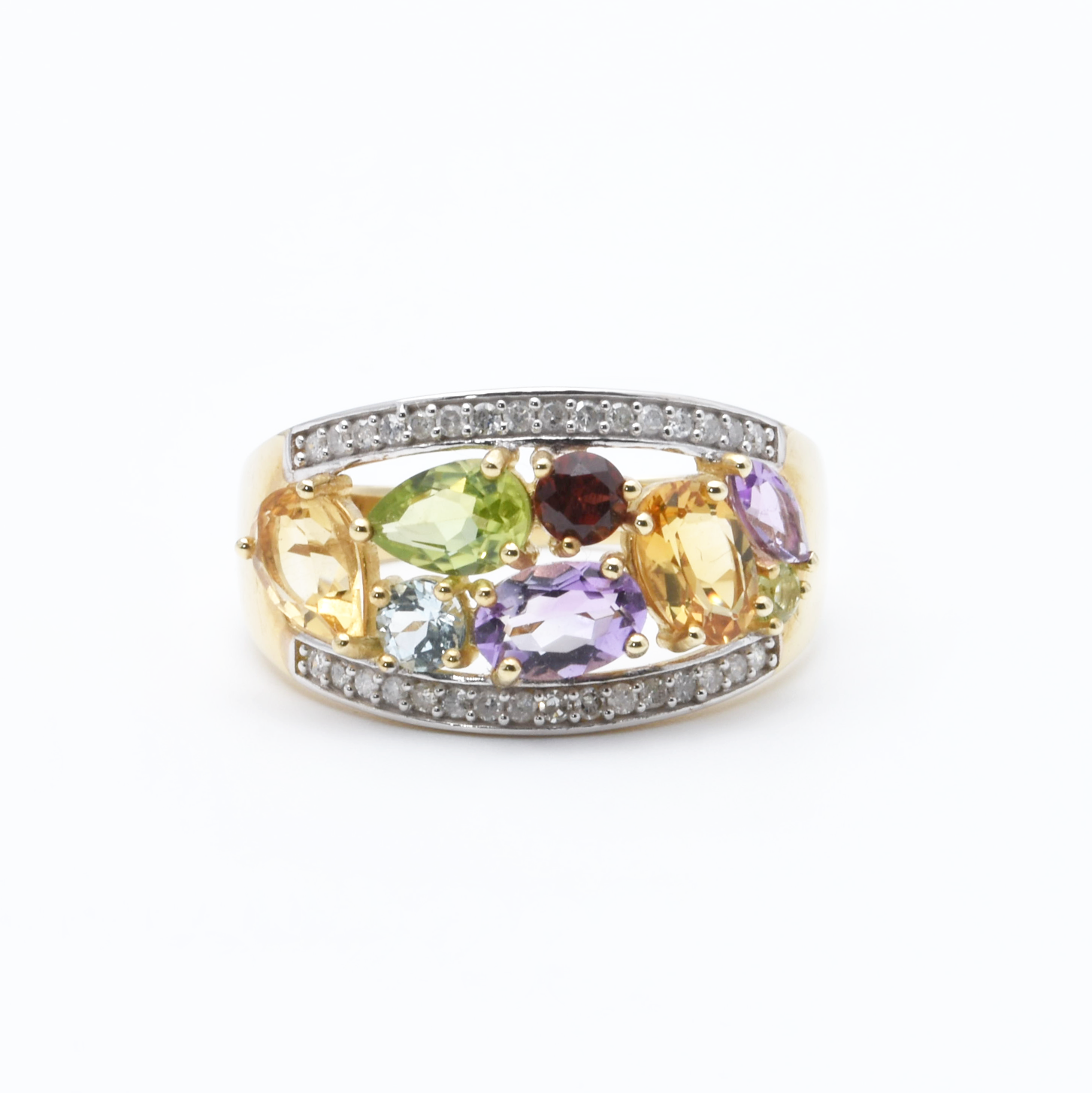 Ring | 375/000 Gold | Bicolor | Brillanten | Edelsteine
