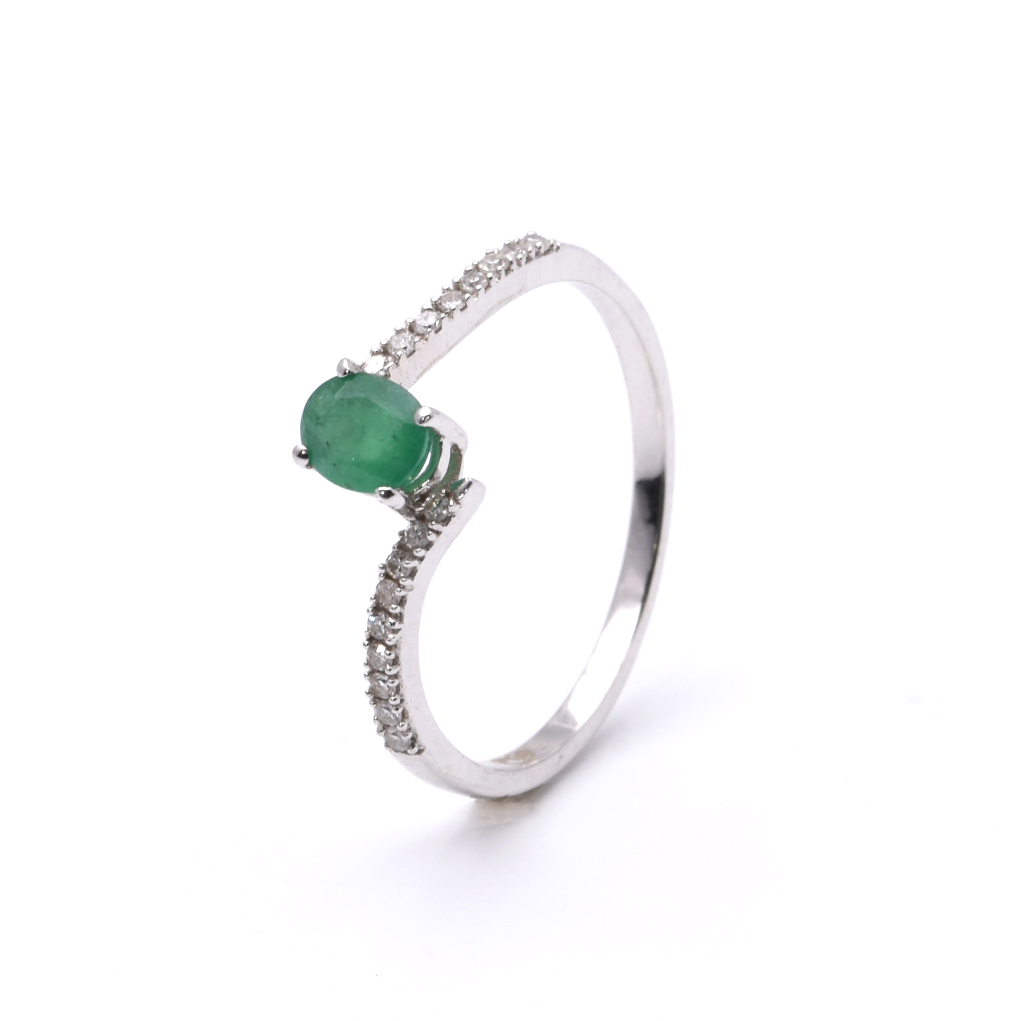 Ring | 375/000 Weißgold | Diamanten | Smaragd