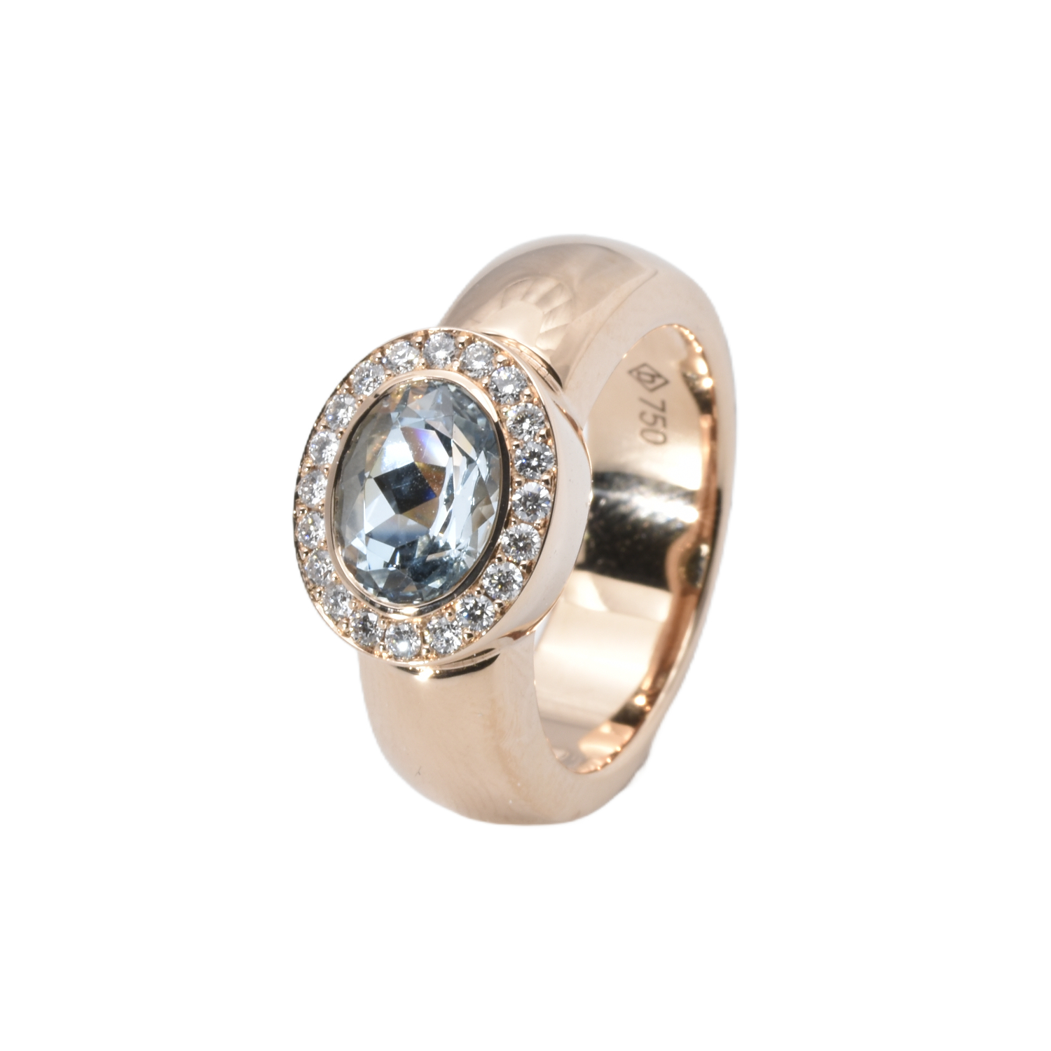 Aquamarinring mit Brillanten