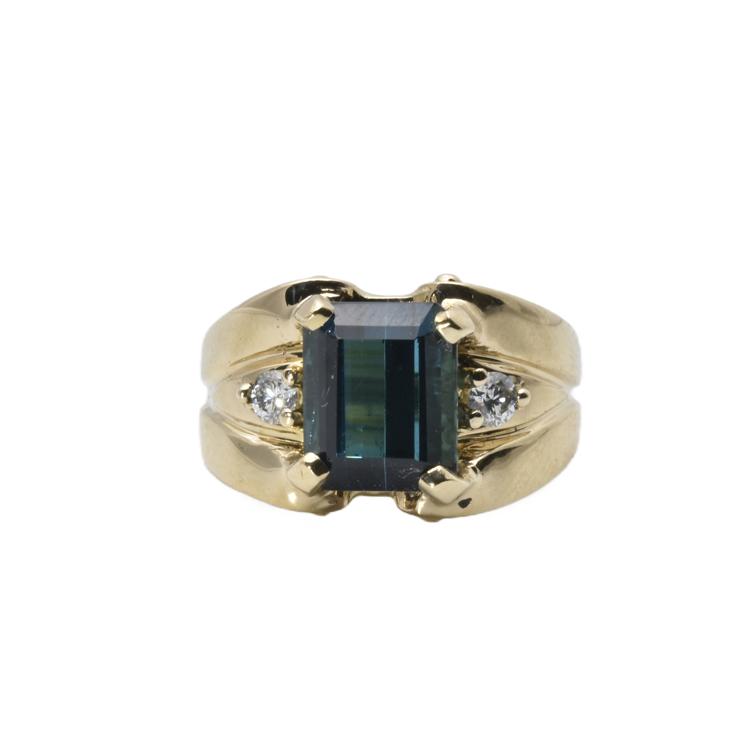 Ring mit blaugrünem Saphir und Brillanten