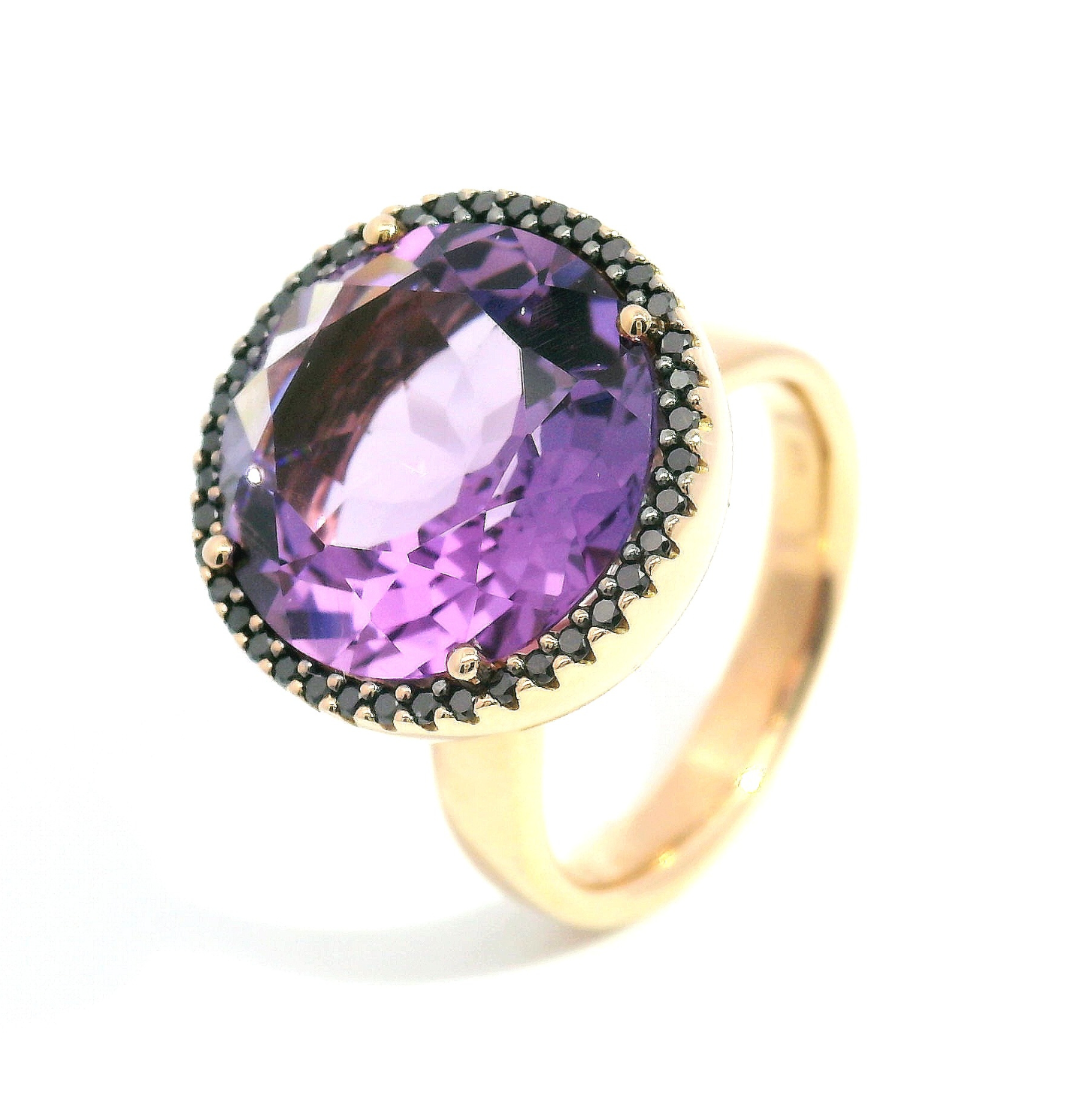 Capolavoro-Ring mit schwarzen Brillanten und Amethyst