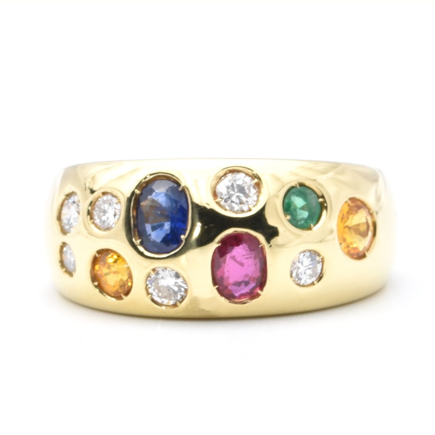 Ring mit Brillanten, Rubin, Saphir, Smaragd und Citrin