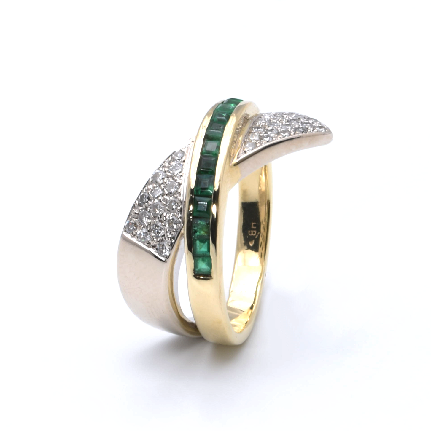 Duo Ring mit Brillanten und Smaragde