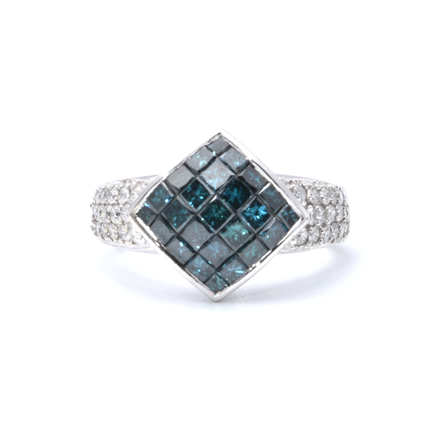Ring | 585/000 Weißgold | Brillanten | farbige Diamanten