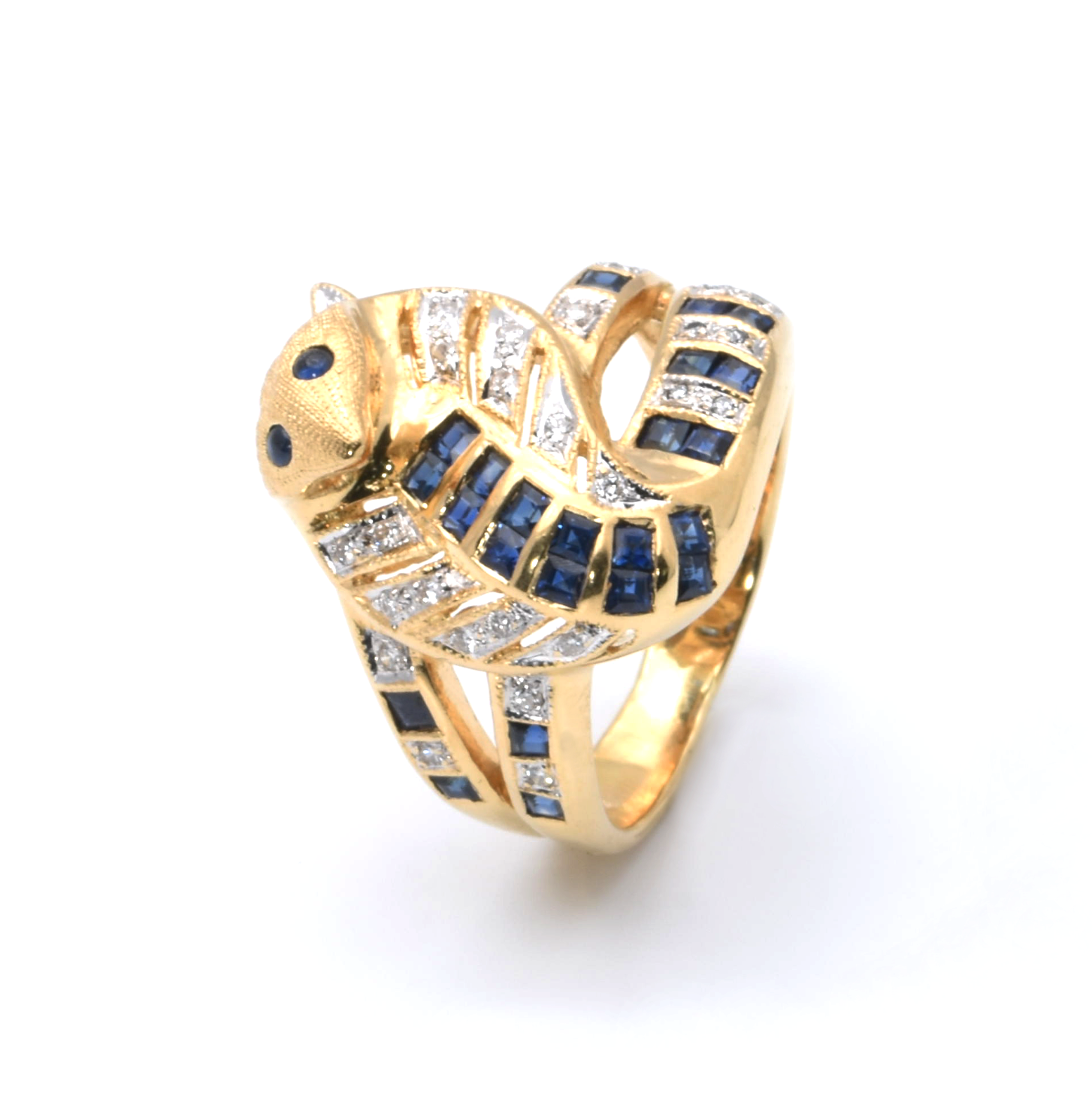Ring | 750/000 Gelbgold | Brillanten | Spinell | Schlange